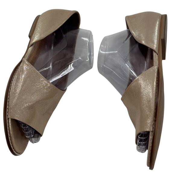 Anthropologie Champagne Gold Souvenier D'Orsay Open Toe Leather Flats - Picture 6 of 11